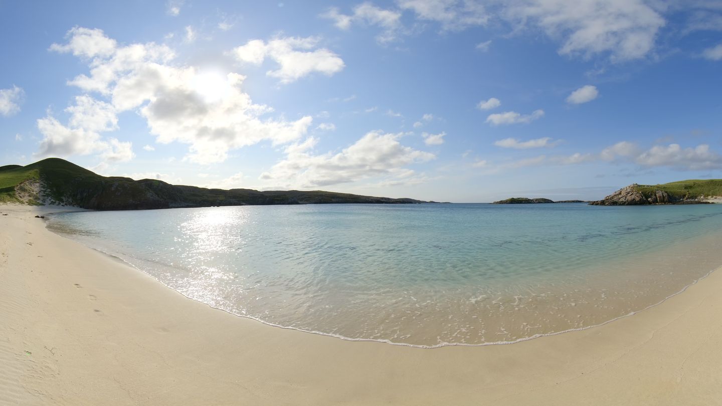 White sand and turquoise water at Carnish Beach on the Isle of Lewis